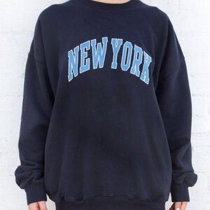 Brandy Melville Navy New York Crewneck with Pockets